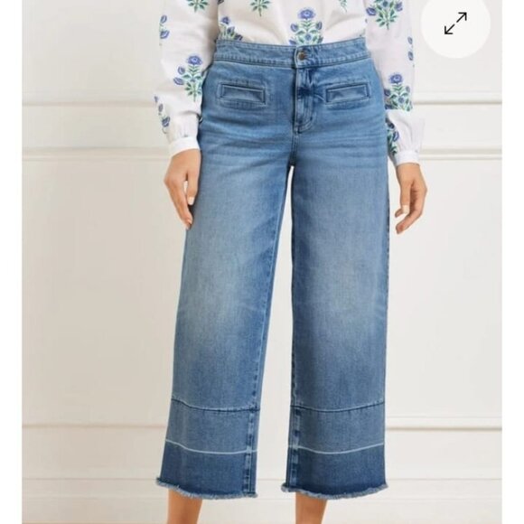 T.albots Denim - Talbots Wide Leg Released Hem Crop Jeans Size 14
